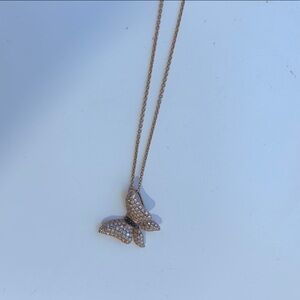 Effy Nature 14k Rose Gold Diamond Butterfly Pendant 0.41 TCW